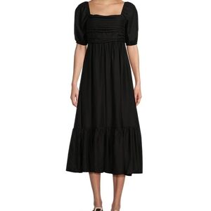 NWOT Pleated Balloon Sleeve Midi Dress